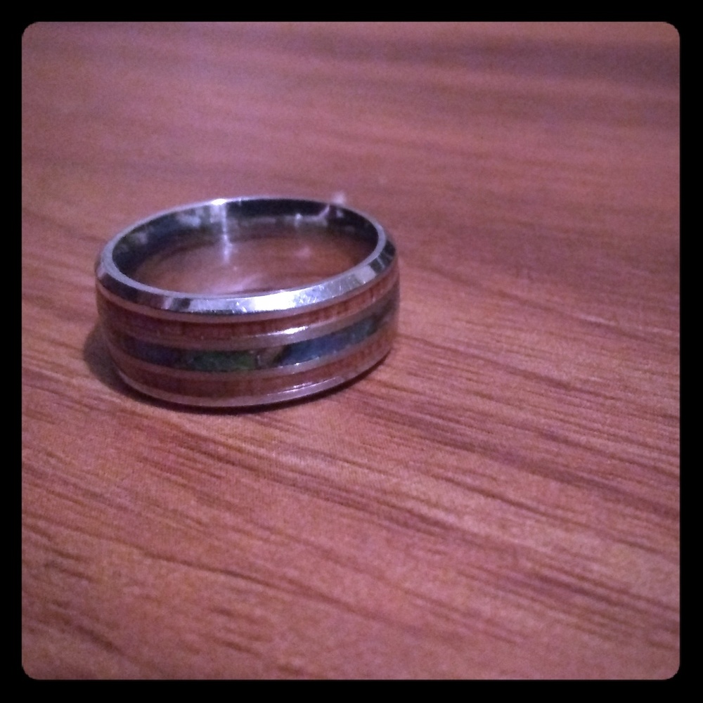 Men's Ring - Abalone Seashell & Wood - Size 8